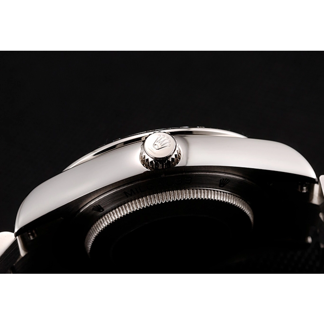 Rolex aaa copy Diamond Case Day-Date Bracelet Diamond Swiss Stainless Rolex Numerals 1453965 Steel Black Dial 0607
